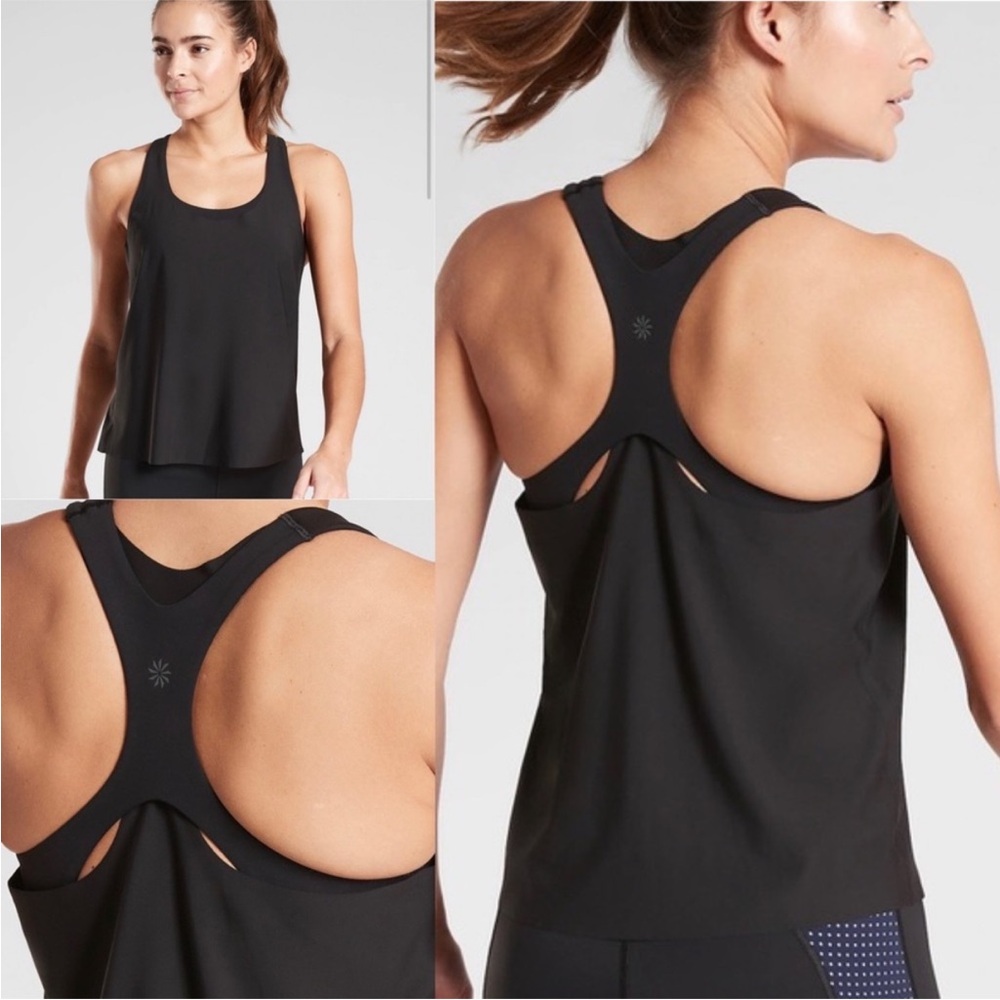 Athleta Black Ultimate 2-in-1 Support Top & Athleta Zeypher Tee Bundle Sz Medium
